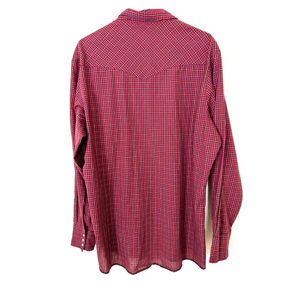 Wrangler Shirt Men's XL TALL Red Plaid‎ Western Pear snaps cowboy Texas outdoor - Picture 2 of 9